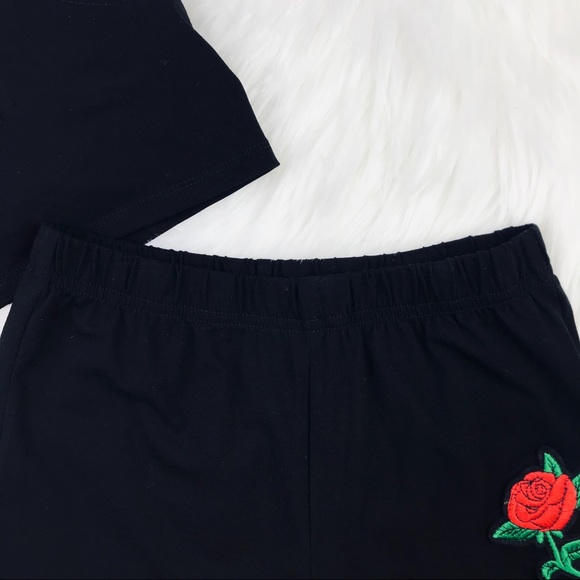 Little Girls 2 Piece Set Black Knot Top & Shorts 8 - Picture 4 of 13